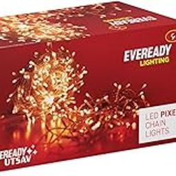 EVEREADY Pixel Led Ladi | Decorative and Festive Lighting | High Brightness | Bis Approved | Made in India | Warm White, Blue & Red, 10 Meter-24