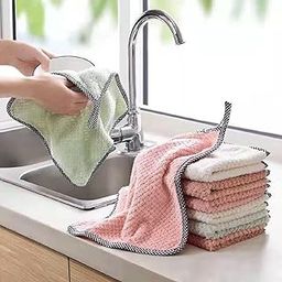 DOCAT Microfiber Cleaning Cloth Super Absorbent Reusable Microfiber Kitchen Towel, Multipurpose Cleaning Towels for Kitchen, Car, Window, Stainless Steel, Silverware, 10 Pack 25 x 25cm (Solid)-image-62