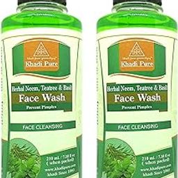 Khadi Pure Herbal Neem, Tea Tree & Basil Face Wash, Green, 210ml (pack of 4)-7