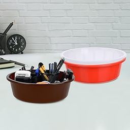 Homestic Pack of 3 Desk Organizer | Stationery Organizer | Multipurpose Organizer | Office Supplies for Pen-Pencil-Staplers | Desktop Organizer | 6 LTR | Red & White & Brown-image-78