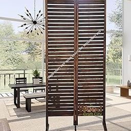 WOOD CRAFT CITY Wooden Living Room Partition | Office Panel Room Divider | 6-Foot Wall Separator | Partitions and Dividers (2 Panel with Stand)-image-95