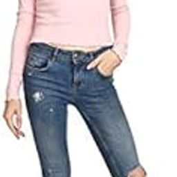 Women's Cotton & Snapdex Full Sleeve Pink Knitted Ribbed Body Hugging Stripe Neck Rib Top-image-15
