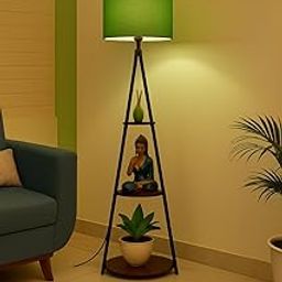 Floor Lamp with Shelves–Tripod Design, Soft Ambient Light & Storage for Home Decor-Modern Metal Floor Lamp with Shelves,3 Tier Storage & Fabric Shade for Living Room & Bedroom (Green)-image-57