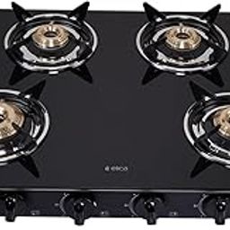 Elica Brass Vetro 4 Burner Auto Ignition Gas Stove | Glass Top | 694 Ct Vetro Blk Ai, Black-picture-30