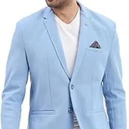 showoffff SHOWOFF Men's Solid Notched Lapel Blue Single Breasted Blazer-EX-MettyB_Blue-picture-42