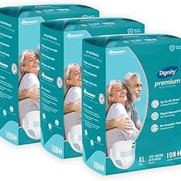 Dignity Premium Adult Diapers Tape Style - 30 Count (Extra Large) with Extra Absorbent Core, Wetness Indicator, Waist Size 48" - 57", 10 Pcs/Pack (Pack of 3)-image-29