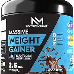 Nutrimuscle Massive Weight Gainer - 2.5 lbs - 1.134 Kgs - Choco Treat Flavour For Weight & Mass Gain - - Contains Complex Carbohydrates-29