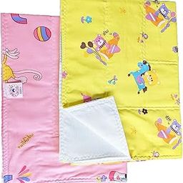 Soft 4 Layer Cotton Nappy Changing, Massage Mat/Crib Sheet Washable and Reusable Cotton Urine Mat for 0-6 Months Baby PK-2-image-24