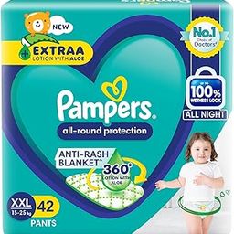 Pampers All Round Protection Pants Style Baby Diapers, Double Extra Large size (XXL) 42 Count,15-25kg, Anti-rash blanket, 360 degree Lotion with Aloe Vera-image-68