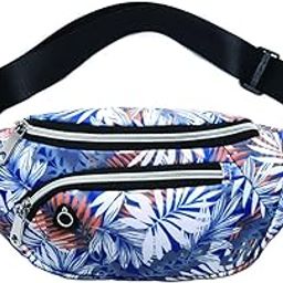 Waist Pack Bag for Men&Women - Fanny Pack for Workout Traveling Running.(Yellow white gray leaf)-image-27