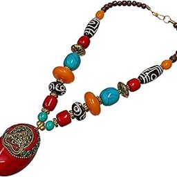 Tibetan Stylish Multi Colors Decorative Handwork Pendent Necklace For Women's & Girls-image-38
