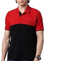 Red and Black Men's Short Sleeve Cut and Sew Polo T-Shirt,Slim Fit-image-21