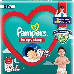 Pampers Happy Sleep Pant Style Baby Diapers, Large (L), 42 Count, 1 Pampers = 1 Night Sleep, with Anti Rash Shield, 9-14 Kg Diapers-image-99