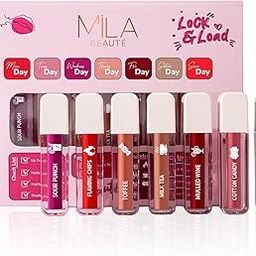 Mila Beauté Set of 7 Non Transfer Mini Liquid Lipstick Gift Set I 12 Hrs Transfer proof I With Hyaluronic Acid I Perfect For Gifting, Special Occasion, Wedding, Travel Friendly Combo for Women I Gift Pack-19