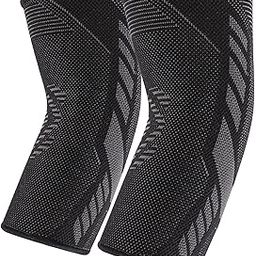 Hykes Elbow Support Compression Sleeve Brace For Pain Relief Tendonitis Arthritis Sports Badminton Tennis Elbow Cricket - One Pair-9