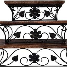 The Rapid Maturation Best Decor Wooden & Wrought Iron Wall Hanging Shelf Bracket Wood Floating Display Racks Stand for Living Room & Bedroom Decor -Wall Mounted Shelves for Home (3 PCS Set)-image-73
