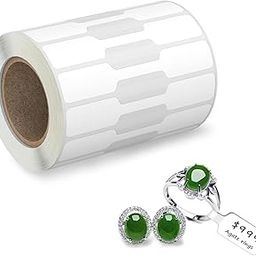 True-Ally 1000 Pcs Jewelry Tags Roll for Necklace Earring Price Identify, Rectangle Shape Self Adhesive White Blank Dumbbell Jewelry Stickers Labels for Bracelet, Ring, Clothing Display-8