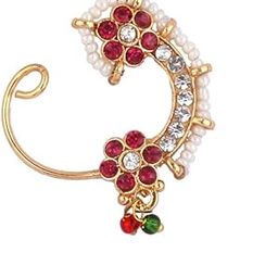 Plus pearl alloy and Artificial pink stone piercing Maharashtrian Nath for the girls and women.-image-64