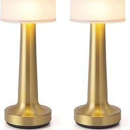 NYRWANA Table Lamp | 2000 mAh Battery | LED Rechargeable Light, Home Decoration, Night Light for Bedroom, Stepless Dimming 3 Colour Touch Control - Metal (Gold Set 2)-image-48