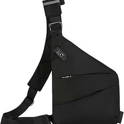 Sling Bag Shoulder Backpack body Daypack Unisex with Pockets Chest Bags Black Left-image-69