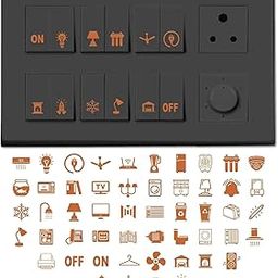 TECHBOSS® 330 Pcs Rose Gold Switch Stickers – 52 Stylish & Functional Designs for AC, Fan, Light | Self-Adhesive, Waterproof Labels | Add a Luxurious Touch to Every Switch with Modern Elegance-image-9