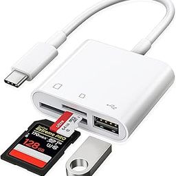 USB C to Micro SD TF Memory Card Reader, Compatible with iPad Pro, MacBook Pro/Air, Chromebook, 3-in-1 USB Camera Card Reader Adapter for XPS-19