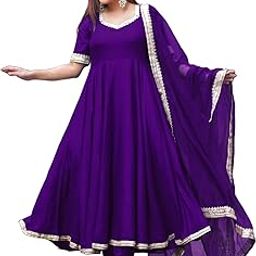 Women's Rayon Blend Anarkali Solid Kurta with Pant & Dupatta-image-39