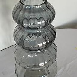 New Trend Craft Decorative Glass Vase, Smoke Grey, Stacked Bubble Design, 4-Tier (Flowers Not Included)-image-43