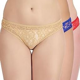 Women's Mid-Rise Net Self Design Panties Bikini Briefs Set (Pack of 3)-image-45