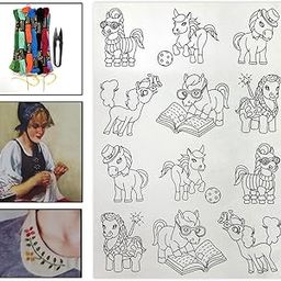 Embroiderymaterial Stick and Stitch Embroidery Patches Patterns, Water Soluble Wash Away Embroidery Transfer Stabilizer Paper with Pre-Printed Unicorn Designs, Threads, Needle & Cutter for Sewing-image-26