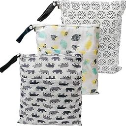 Waterproof Wet Bag, Baby Diaper Wet Dry Bag, 3Pcs Reusable Waterproof Wet Bag With Two Pockets, for Breast Pump Parts Wet Bag for Swimsuit Waterproof Bags for Swimming-image-66