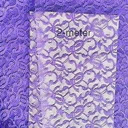 Floral Lace Fabric, Purple, 2 Metres Length, Net Material-picture-19