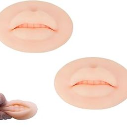 Reliefto 3D Tattoo Practice Lips, Soft Silicone Realistic Tattooing Fake Skin for Semi Permanent Make Up Microblading Lip Training Kit (Beige, 2 Pcs)-36