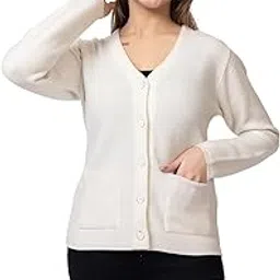 twenty me Winter Wear Soft & Warm Front Buttons V-Neck Full Sleeve Solid Acrylic Women Cardigans (2376)-picture-7