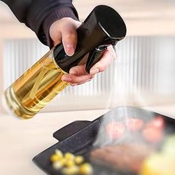 AADHIK Glass Oil Spray Dispenser Cooking 200ml Olive Oil Spray Bottle Refillable Food Grade Oil Vinegar Spritzer Sprinkler Mister Used for Air Fryer, Salad Making, Frying, BBQ (Set of 1, Glass)-image-85