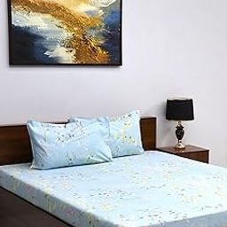Bombay Dyeing Vista 144 TC Microfiber Magnet Queen Size Bedsheet with 2 Pillow Covers-image-55