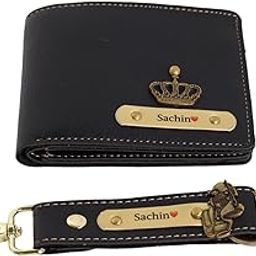 Men's Leather Accessories Set, Black, Includes Wallet, Keychain and Pen (Black)-42