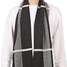 Men Reversible Self Design Black and White Muffler-image-73