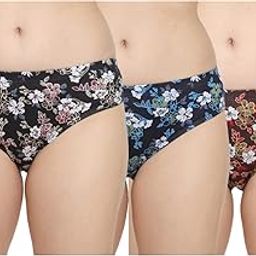 Women's High Coverage Super Combed Cotton Mid Waist Hipster with Inner Elastic Waistband (Pack of 3 Printed Panties)-11