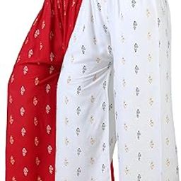 Women's Western Fit Rayon Palazzo (AC-GP-02_Red And White_2Xl)-image-92