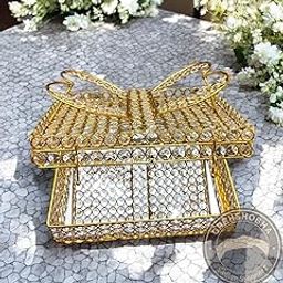 Iron Frame Holy Quran Sharif Book Reading Holder | Gold-Toned with Crystal Glass Beads | Rihal Stand for Quran, Holy Books & Religious Texts | Ideal for Bride & Gifting | Size: 12 Inch-image-89