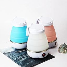 FEXMY Foldable Electric Kettle Silicone Collapsible Tea/Water/Travel Lightweight Kettle Portable, 1Ltr 600 Ml,Random Color,Blue,Pink,White,Blue,600 Watts,600 Milliliter-image-68