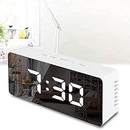 PXBQ Plastic Digital Smart Back Light Table Mirror Alarm Clock with Sensor Date & Temperature for Office Home Bedroom Travel Table Clocks Smart Clock (Mirror Clock, 14 cm, 3.81 cm, Multicolor)-image-31