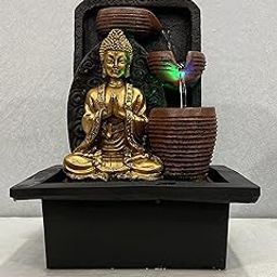 Global Grabbers Polyresin Table Top Indoor Outdoor Water Fall Fountain with LED Lights Home Decor Decoration Gift Gifting Items-GOL_BRO-SF26-(000)-image-85