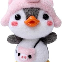 CALANDIS™ 2xDIY Lovely Penguin Animal Needle Felting Kit with Basic Tools Pig | Roving Wool & Fibers | Spinning & Felting | Needlecrafts & Yarn-picture-12