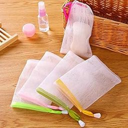 AKOAK 10 PCS Exfoliating Mesh Soap Pouch Bubble Foam Net Soap Sack Saver Pouch Drawstring Holder Bags (Color Random)-53