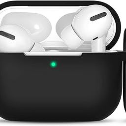 Compatible for AirPods Pro 2nd Generation Case Cover with Keychain, Soft Silicone Skin Case Cover Full Protective (Only Silicone Cover) (Black)-image-66