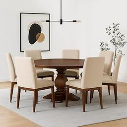 Suryavanshi Solid Mango Wood Round Dining Table with French Legs - 6 Seater, Wood Dining Table, L 140 x W 140 x H 78 Centimeters - Honey Finish (6 Seater Table Only)-image-49