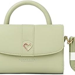 Women's Mini Sling Bag | Stylish Top Handle Crossbody Bag | PU Leather Small Handbag for Girls & Women – Pastel Green | Trendy Shoulder Purse with Heart Buckle-image-95