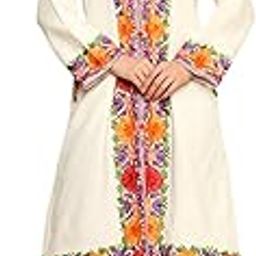 Women's Kashmiri Embroidered Woolen White Border Long Coat-picture-40